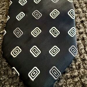 Beverly Hills Polo Club Black Silver Geometric Necktie 100% Polyester Y2K preppy